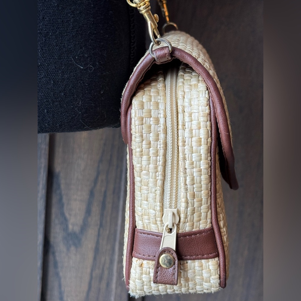 Etienne Aigner Beige and Brown Woven Crossbody Bag - Picture 4 of 13
